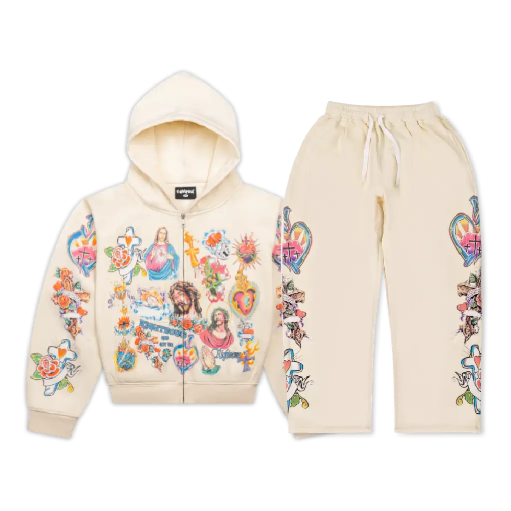 we are Righteous “Risen King” Cropped Zip Tracksuit (Cream) we are Righteous “Risen King” Cropped Zip Tracksuit (Cream)