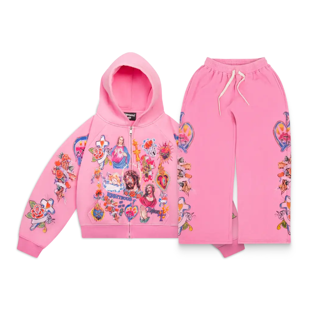 we are Righteous “Risen King” Cropped Zip Tracksuit (Pink) we are Righteous “Risen King” Cropped Zip Tracksuit (Pink)